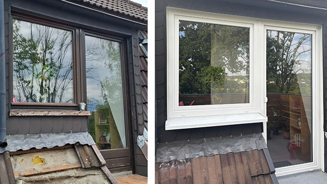 Dachgeschoss Balkontür und Fenster - Vorher